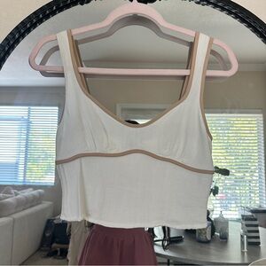White and Tan Cropped Tank Top Size Small